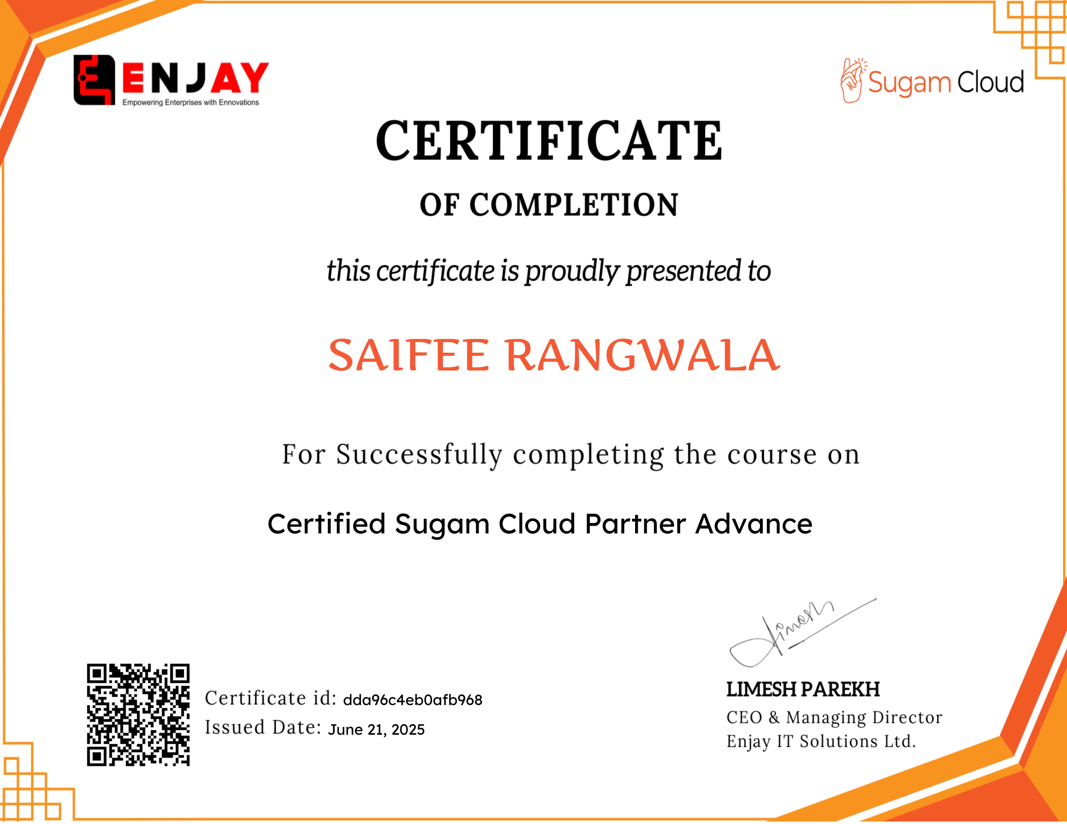 Certified Sugam Cloud Partner Advance