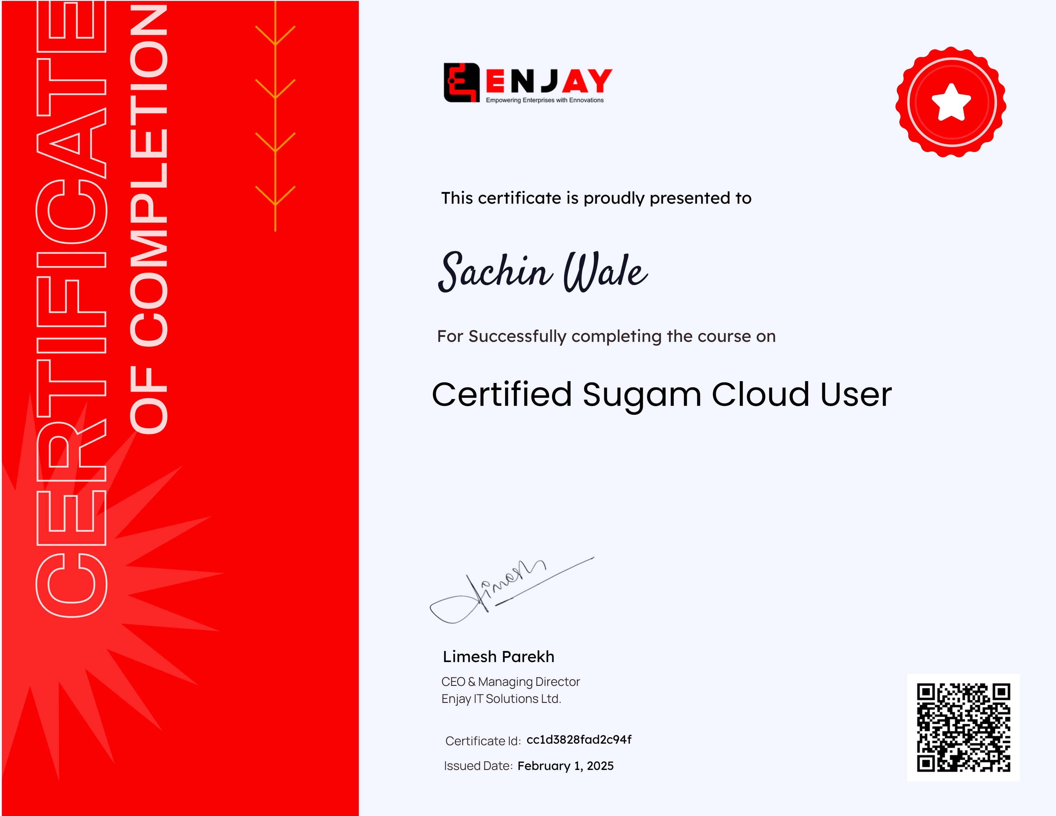 Certified Sugam Cloud User